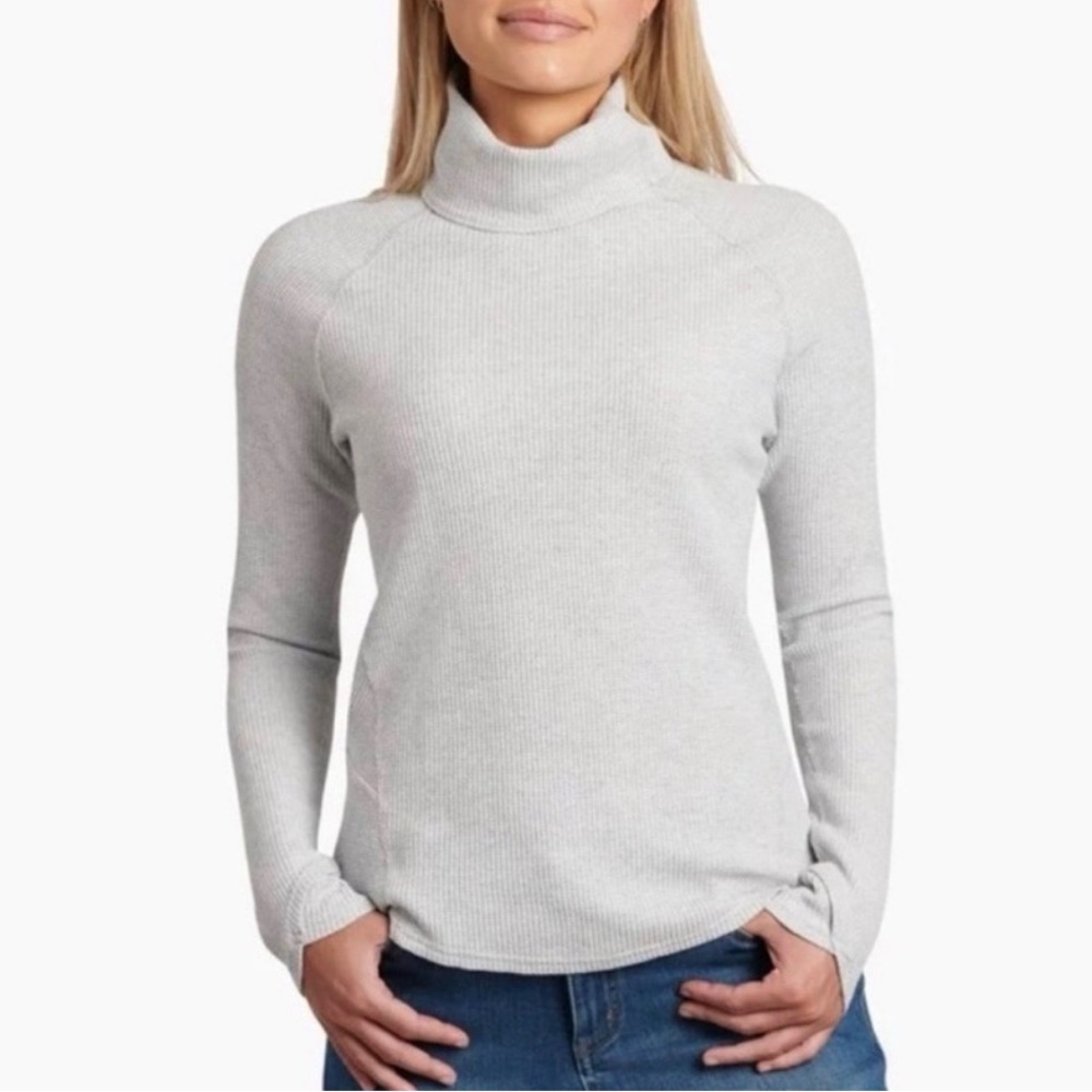 Kuhl Petra‎ Turtleneck Waffle Knit Light Grey Pullover Women’s Size Medium